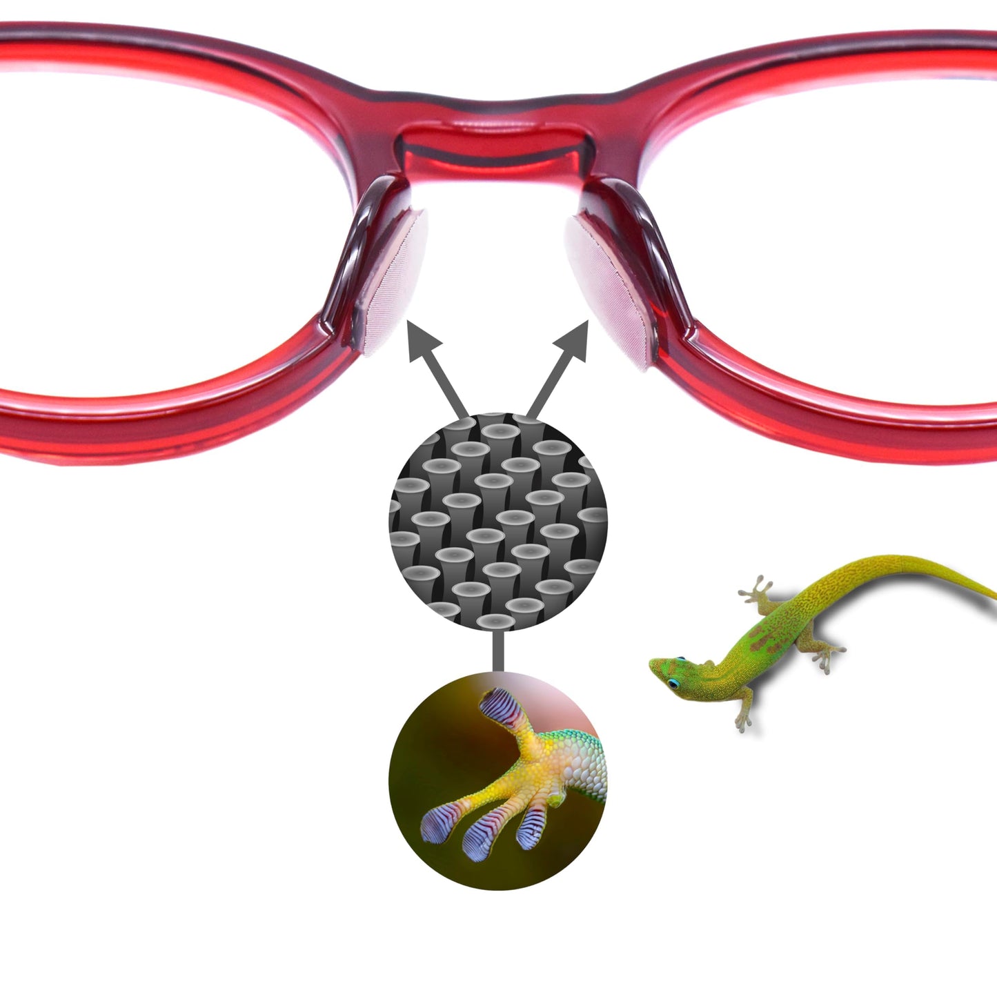 Setex Gecko Grip Glasses Nose Pads (5 Clear Pairs) - Anti-Slip Nose Pads for Glasses, USA Made, Micro-Structured Fibers, Ultra-Strong Grip and Ultra-Soft, Self Stick Adhesive, 1 x 7 x 16 mm