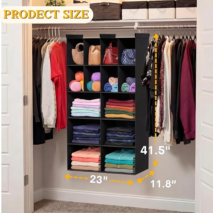 Ofiray-home 5 Tier Hanging Closet Organizer, 14 Compartments Sweater Organizer