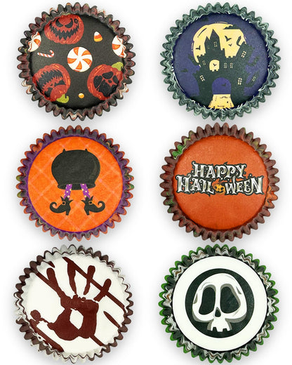 qiqee Halloween 300-Count Cupcake Liners Standard Cupcake Cups 6 Design Cupcake Papers Baking Cups Cupcake Wrappers for Halloween (Standard Size)