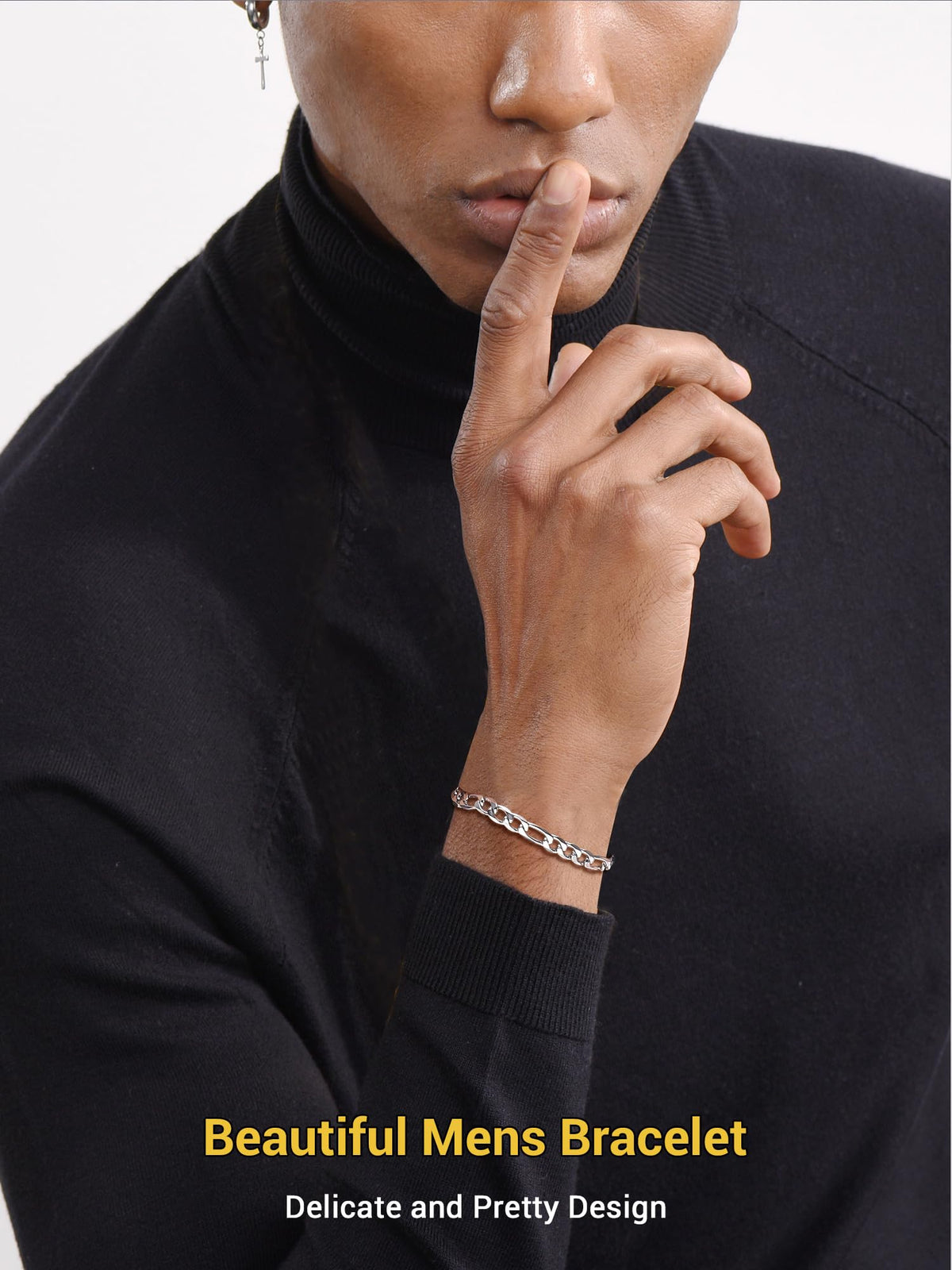 PROSTEEL Stainless Steel Figaro Link Chain Bracelet 6mm 7.5 Inch Men Jewelry