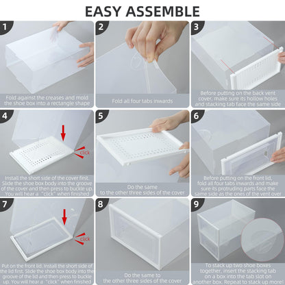 Elechomes Shoe Boxes Clear Plastic Stackable 18 Pack Premium Shoe Organizer Storage for Closet Foldable Shoe Rack Containers Sneaker Display Case Holder Shoe Bin Entryway Drawers Gifts