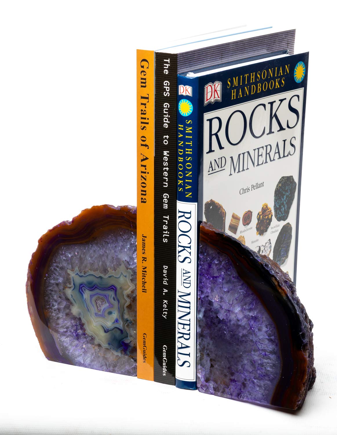 DesertUSA Agate Bookend with Rubber Bumpers (3.5-6 lb, Purple)