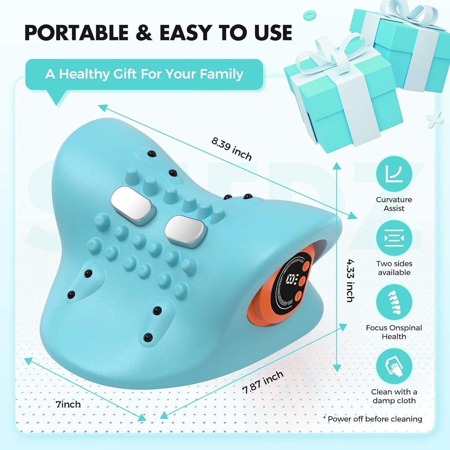 Smedz Neck Massager 2025 New Upgrade 3 in 1 Portable Massager with Heat &Comfortable Stretching–Adjustable Intensity for Neck & Shoulder Relaxation at Home, Office