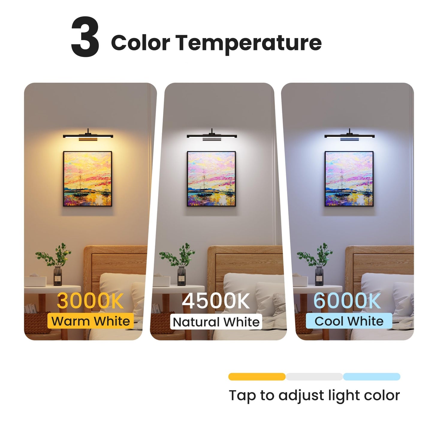Craftersmark 16" Picture Light with 6000mAh Battery - Black Operated Wireless Wall Sconce with Remote & Timer for Paintings, Photos & Frames
