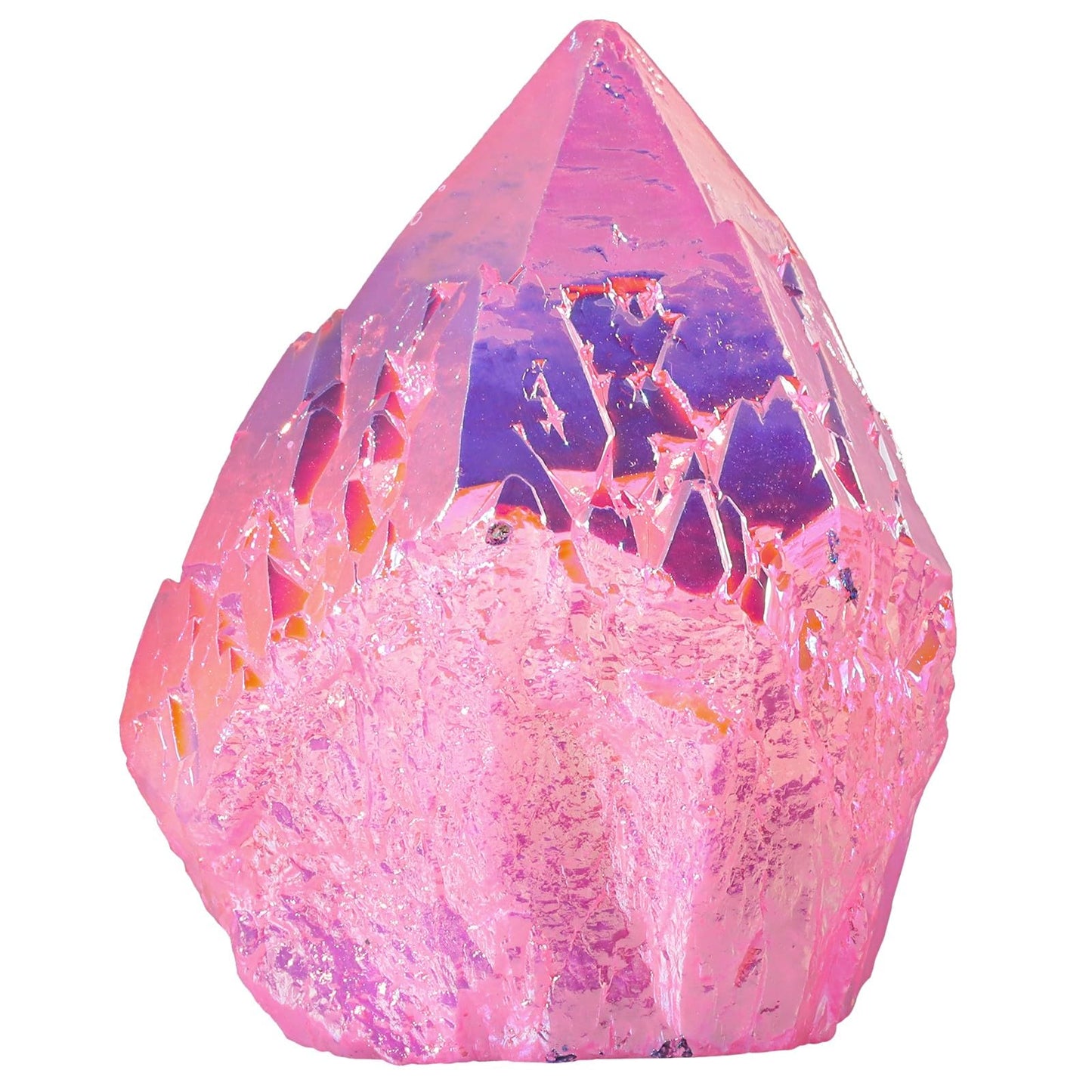 Rockcloud Natural Titanium Coated Purple AB Crystal Cluster Irregular Reiki Crystal Geode Mineral Specimen for Home Decor, Pink