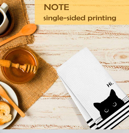 XYDEG Black Cat Gifts Hand Towels for Kitchen Bathroom Decor, Gifts for People Who Love Cats,Cute Waffle Weave Microfiber Dish Towels，16×24