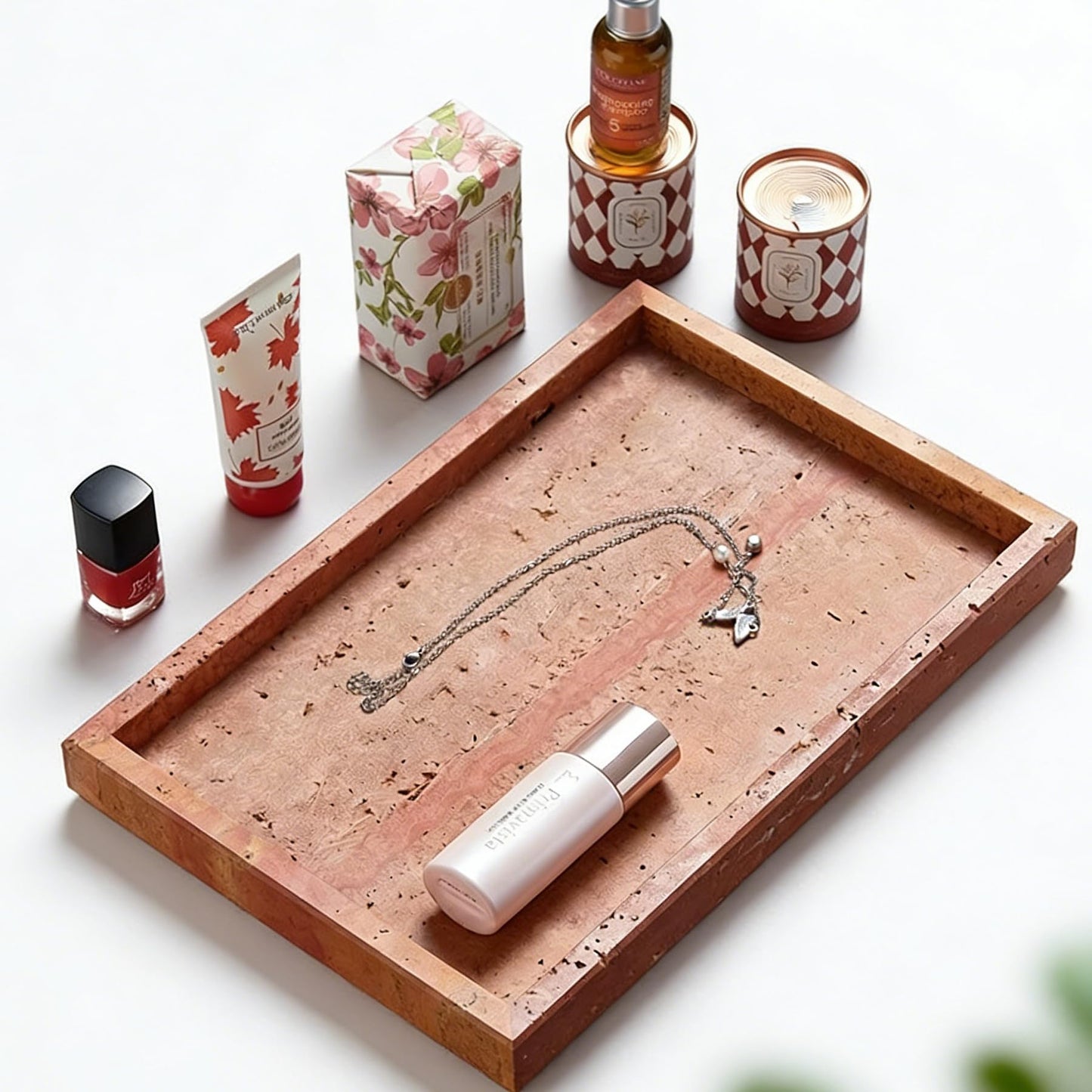 Natural Marble Tray, Stone Tray for Bedroom/Bathroom/Kitchen/Vanity Countertop, Jewelry Tray for Rings Earrings Necklace Bracelet Watch, Room Decor Aesthetic