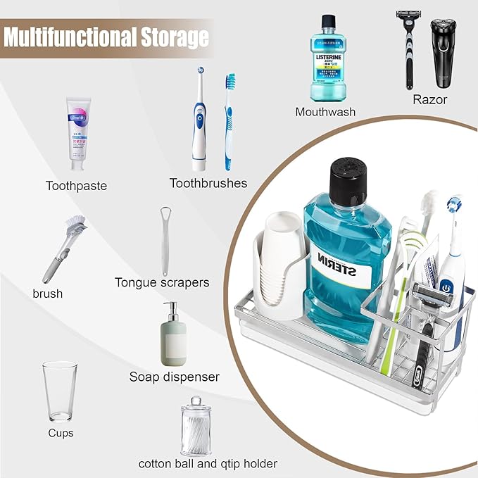 Toothbrush Holders for Bathrooms, Stainless Steel Tooth Brushing Holder