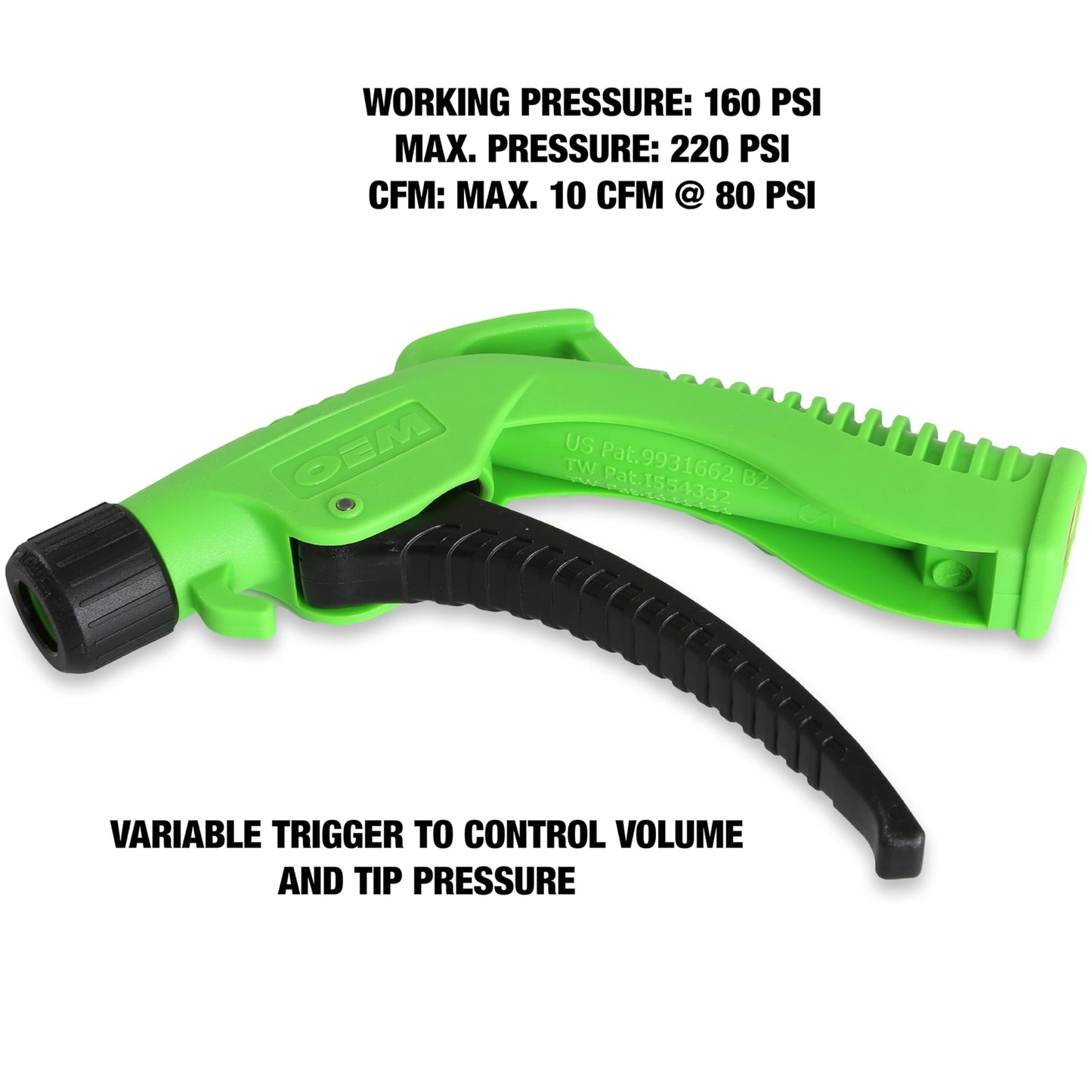 OEMTOOLS 24439 5-Pc Air Blower Gun, 1/4 Air Blow Gun Inlet, Includes Turbo Air Nozzle, Variable Air Gun Blower Trigger, Air Blow Gun Kit, 160 PSI Compressor Air Gun