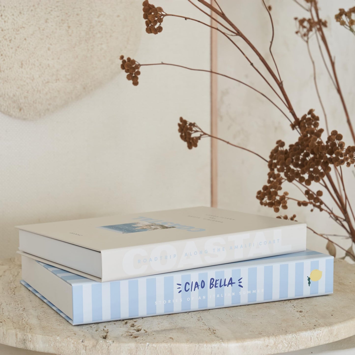 Beautiful Decorative Books - Set of 2 Coastal Room Decor Boxes Enhance Any Coffee Table, Bookshelf or Mantel Shelf - Aesthetic Fake/Faux Books for Modern Home Decoration, Photo Storage/Keepsake Box