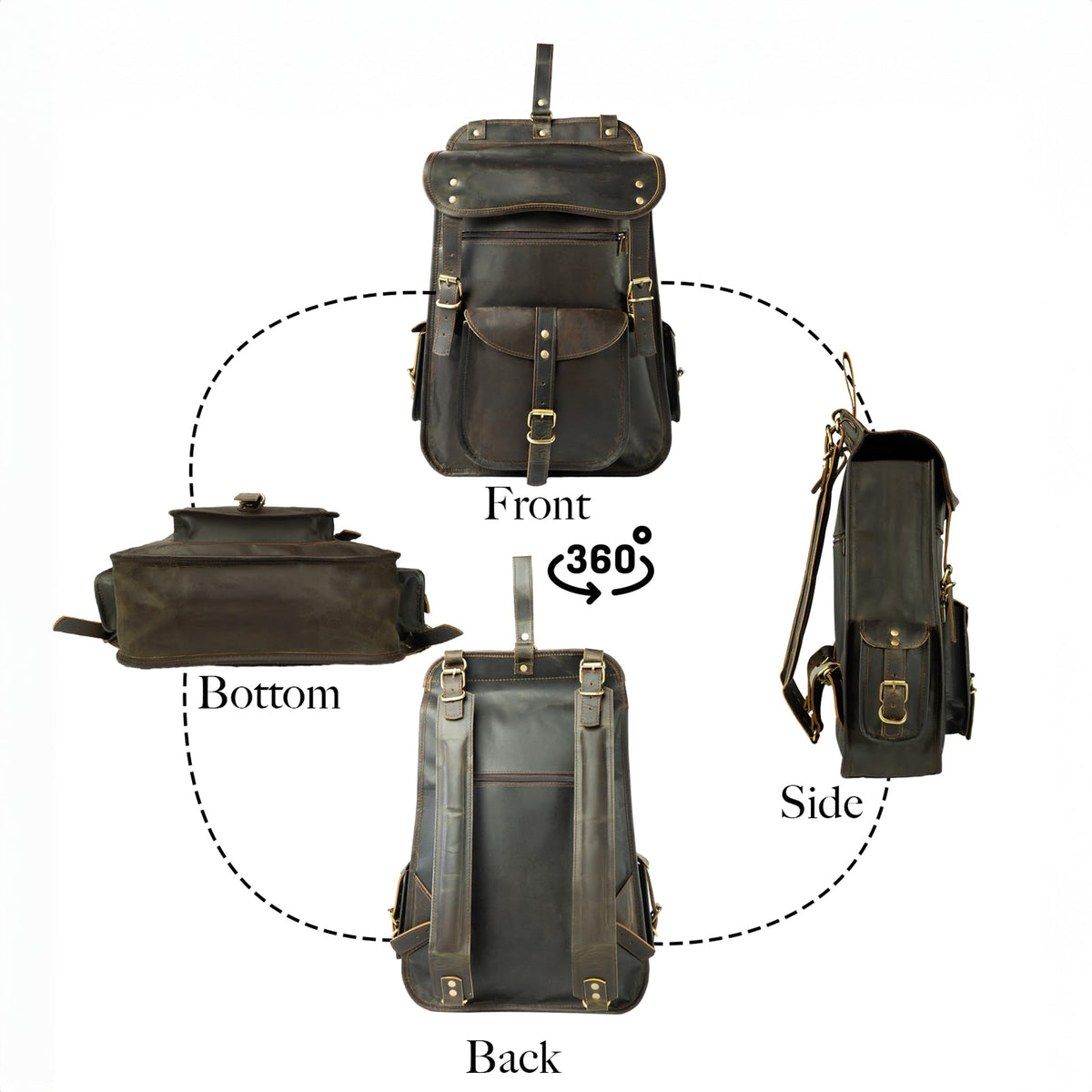 Satchel And Fable Leather Backpack for Men — 21 Inch Buffalo Full-Grain Laptop Bag”