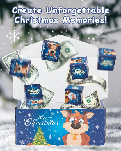 ASSRECT Exploding Gift Box - Christmas Surprise Box Pop Up with 12 Money Holders, Reusable Party Gift Box for Cash, Gifts, Xmas, Birthday, Party Supplies (Blue)