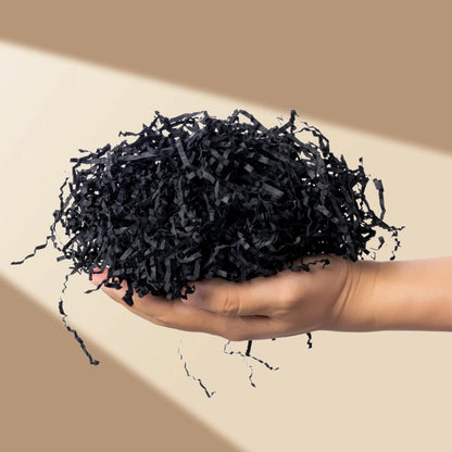 SWANGSA 2.5 LB Crinkle Cut Paper Shred Filler for Gift Baskets, Shreded Stuffing, Packing Grass Cushion Paper Streamer for Weddings, Halloween, Christmas, Birthdays (Black)