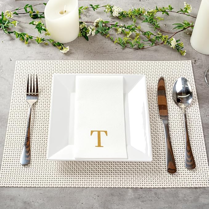 Luxenap 15.8 X 7.9 Inch Linen-Feel Guest Towels, 2000 Lettered Hand Towels