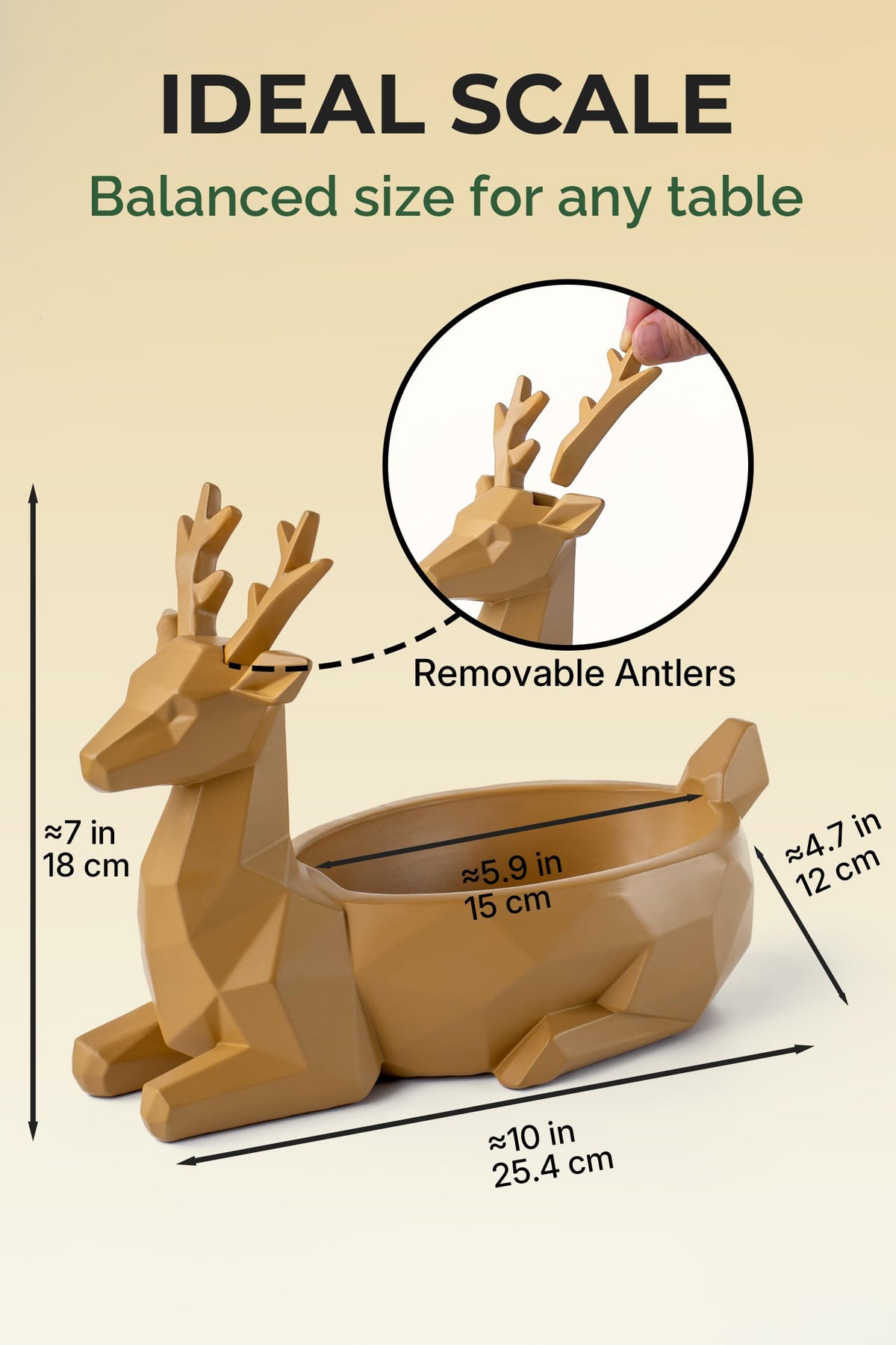 Fuzrea Low-Poly Deer Bowl, Resin Reindeer Statue, Deer Candy Dish & Key Holder, Deer Desk Decor for Living Room, Entryway, Dining Table, Office, Shelves
