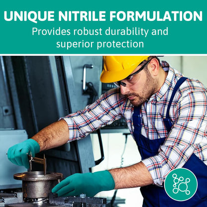 Ansell TouchNTuff 92-600, Nitrile Disposable Gloves, Food Grade Approved, High Protection Chemical Gloves, Latex Free, for Professional Use, Green, Large, 100 Pieces