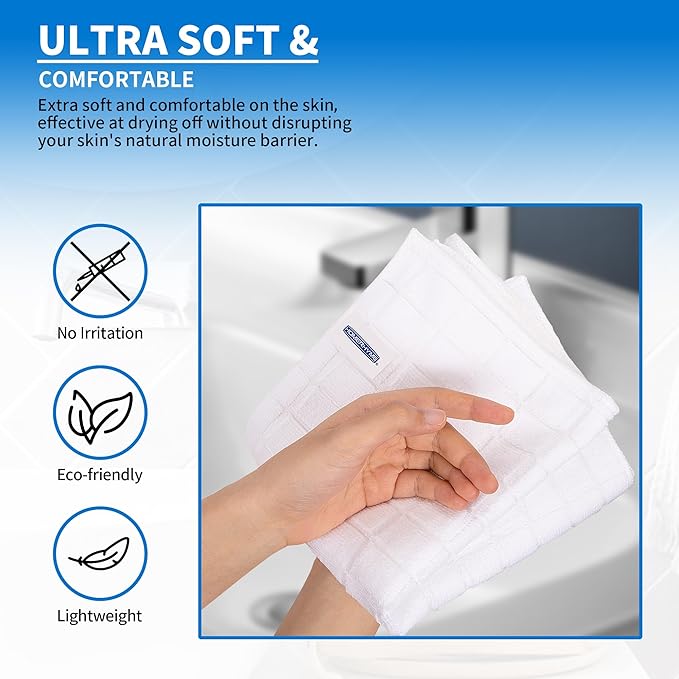 HOMERHYME Hand Towels, 12 Pack 25''*15'' White Microfiber Kitchen Bathroom Hand