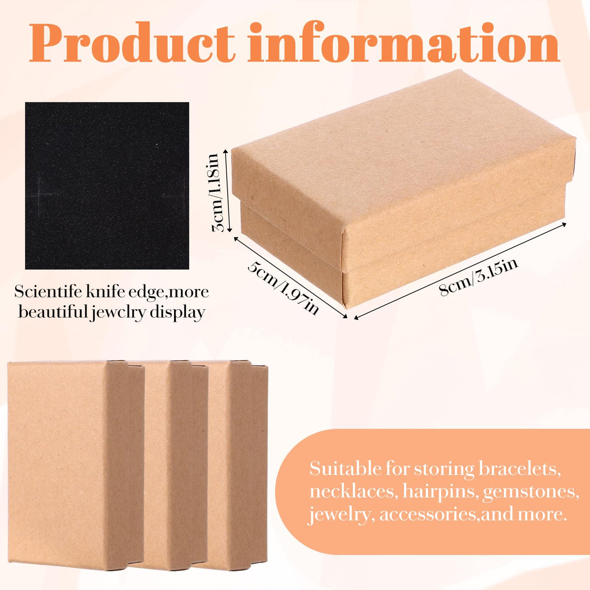 Meyeyaia 100 Pcs Jewelry Gift Boxes Bulk 3.2 x 2 x 1.2 Inch Kraft Jewelry Cardboard Boxes Small Christmas Gift Box with Lids for Necklace Earring Bracelet Ring Storage Display (Brown)