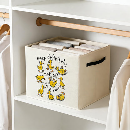 MNKVITMEAK Funny Yellow Duck Storage Bin Box with Handles, Most Definitely Not All in a Row Foldable Baskets Organizer for Bedroom Bathroom Kids Room Clothes Toys Books, Toybox for Boys Girls