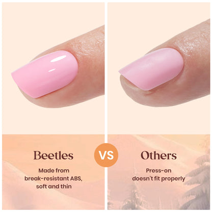 Beetles Press on Nails Kit 720Pcs 24 Colors, Press on Nails Short Almond Glossy Matte Glitter With Nail Glue & Nail Tabs Stickers, Natural Fit Lightweight Fake Nails Kit Art For Women Girls