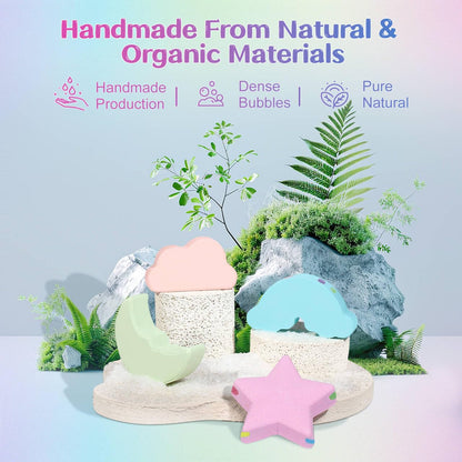 Rainbow Bath Bombs for Kids - 4 Pcs Handmade Natural Kids Bath Bombs, Organic Bubble Bath for Girls, Christmas Gifts for Kid Girls, Stocking Stuffers