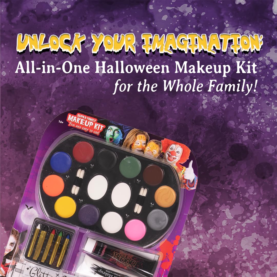 Kangaroo Face Paint Palette Halloween Makeup Kit For Kids - Fake Blood Body Paint Colorful Palette - SFX Makeup Kit for Zombie, Halloween Painting