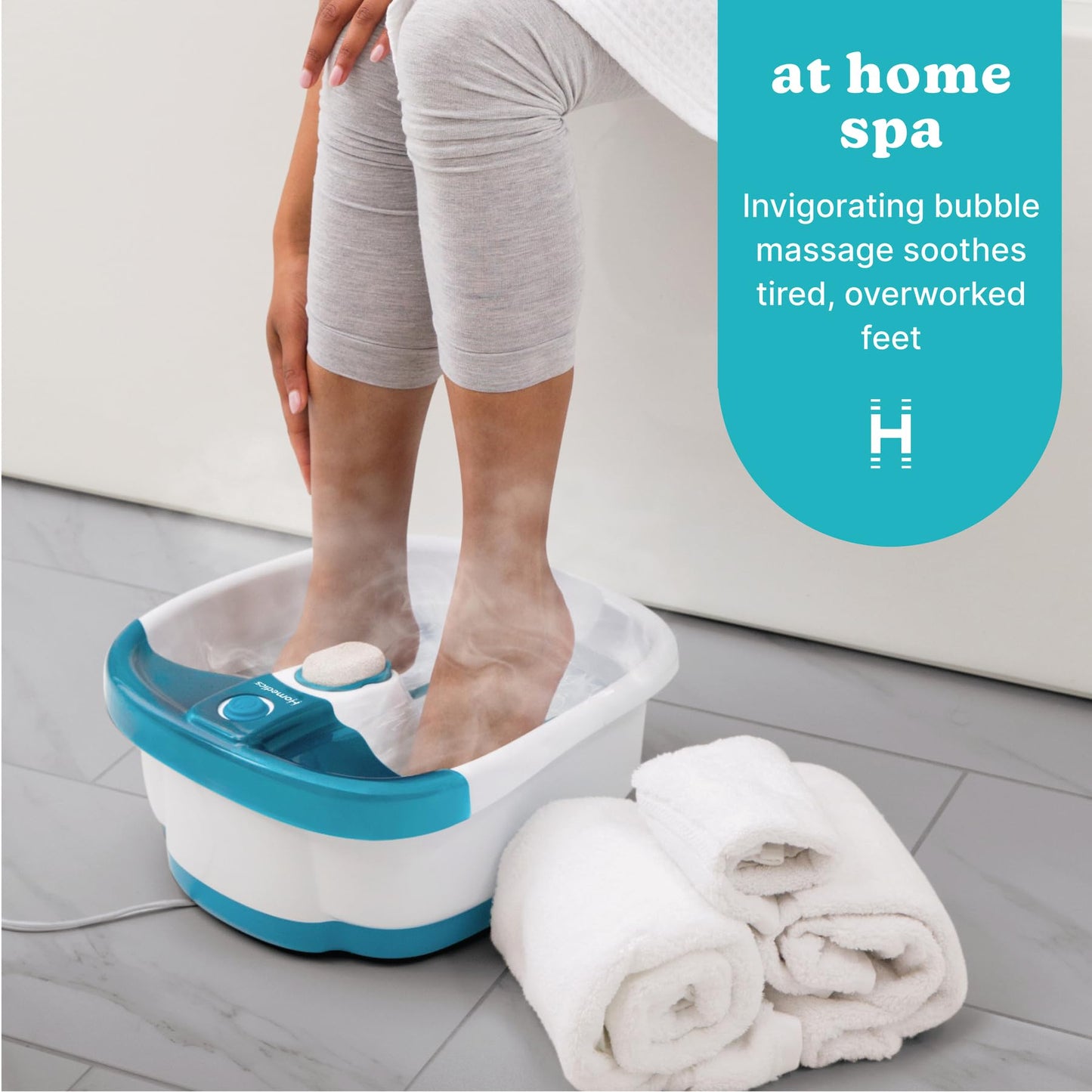Homedics Bubble Mate Collapsible Foot Spa, Heat-Maintaining, Bubble Massage with Pumice Stone and Splash Guard