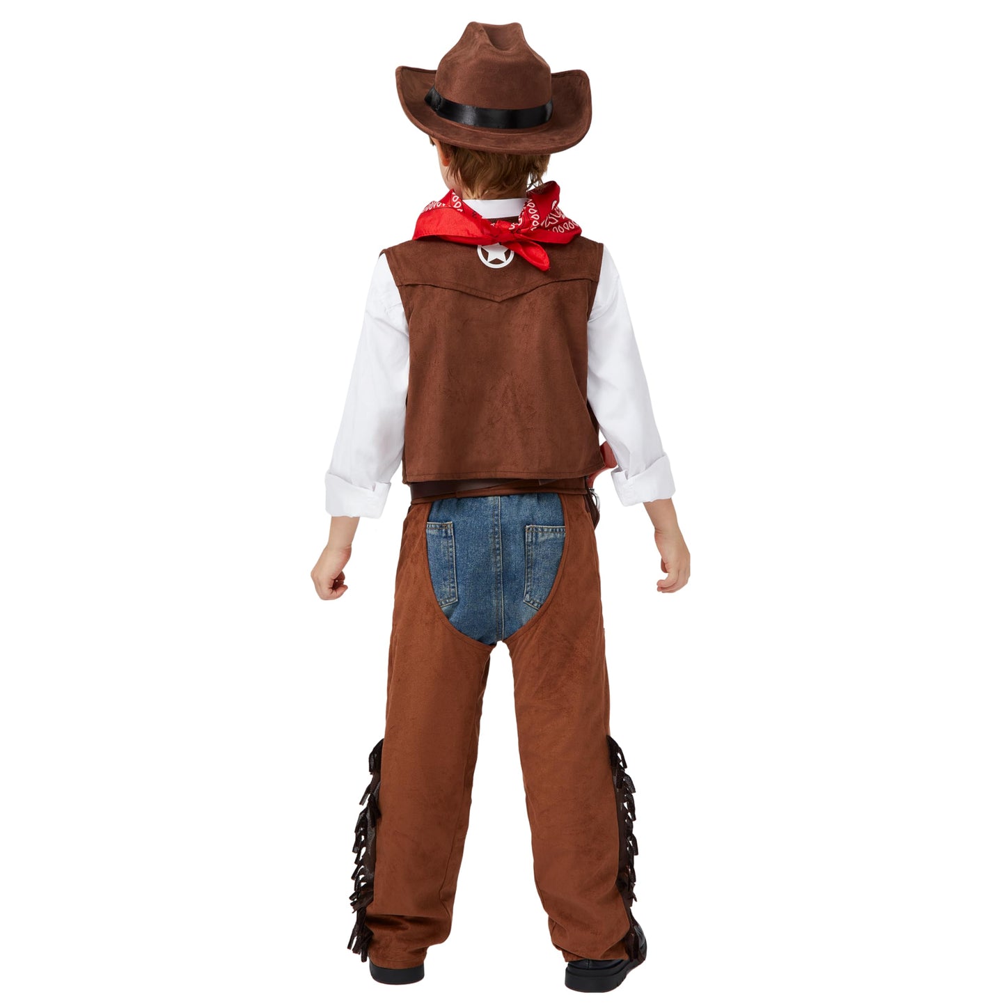 Spooktacular Creations Halloween Cowboy Hat Costume for Boys, Kids Brown Western Costume, Deluxe Boys Cowboy Outfit Set for Toddler Halloween RolePlay Themed Party (3T, 3-4 yrs)