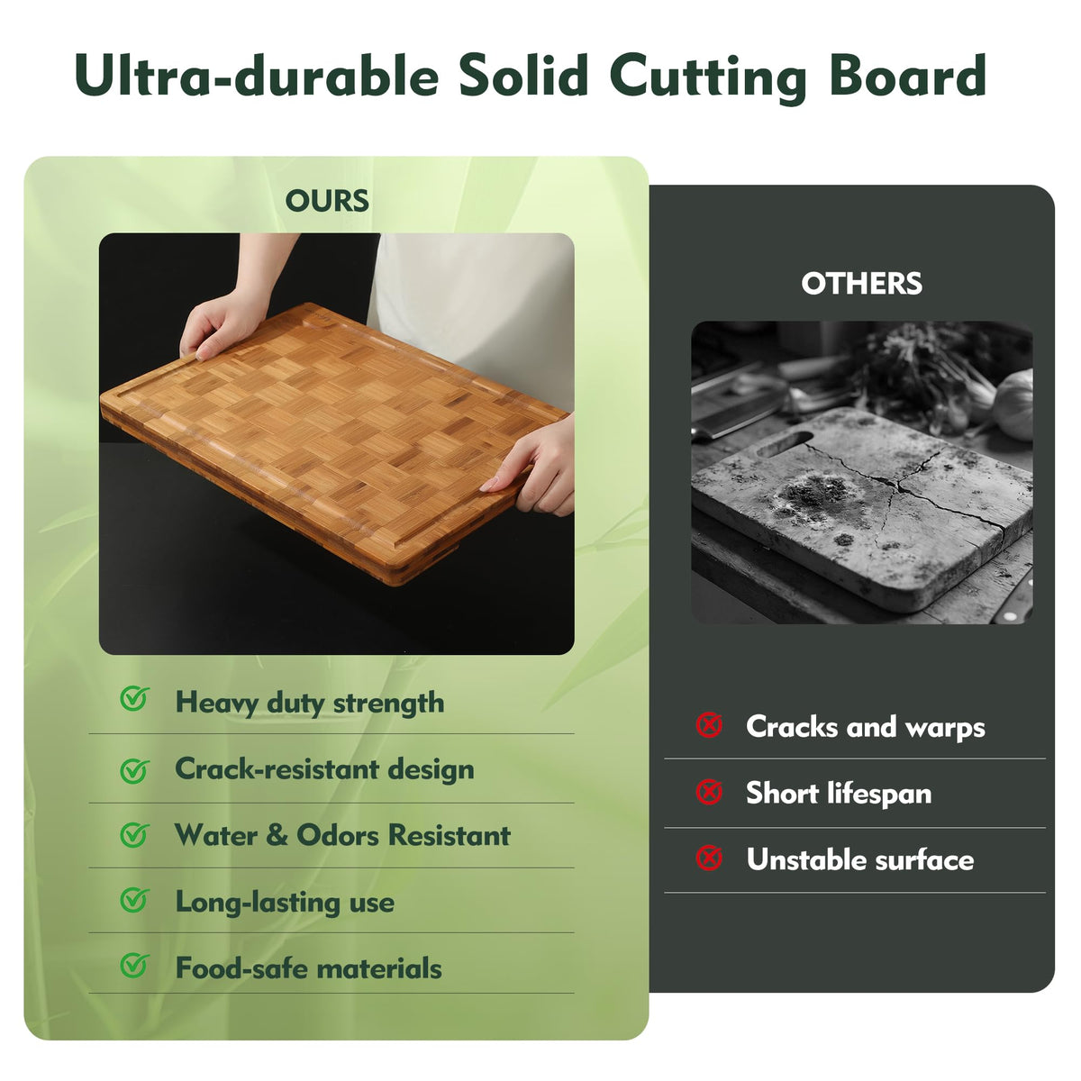 Heavy Duty Bamboo Cutting Board Set 3 Pack Non Toxic Juice Groove Charcuterie Board Book Wood Cutting Boards for Kitchen Solid End Grain Wood Chopping Board Large Butcher Block