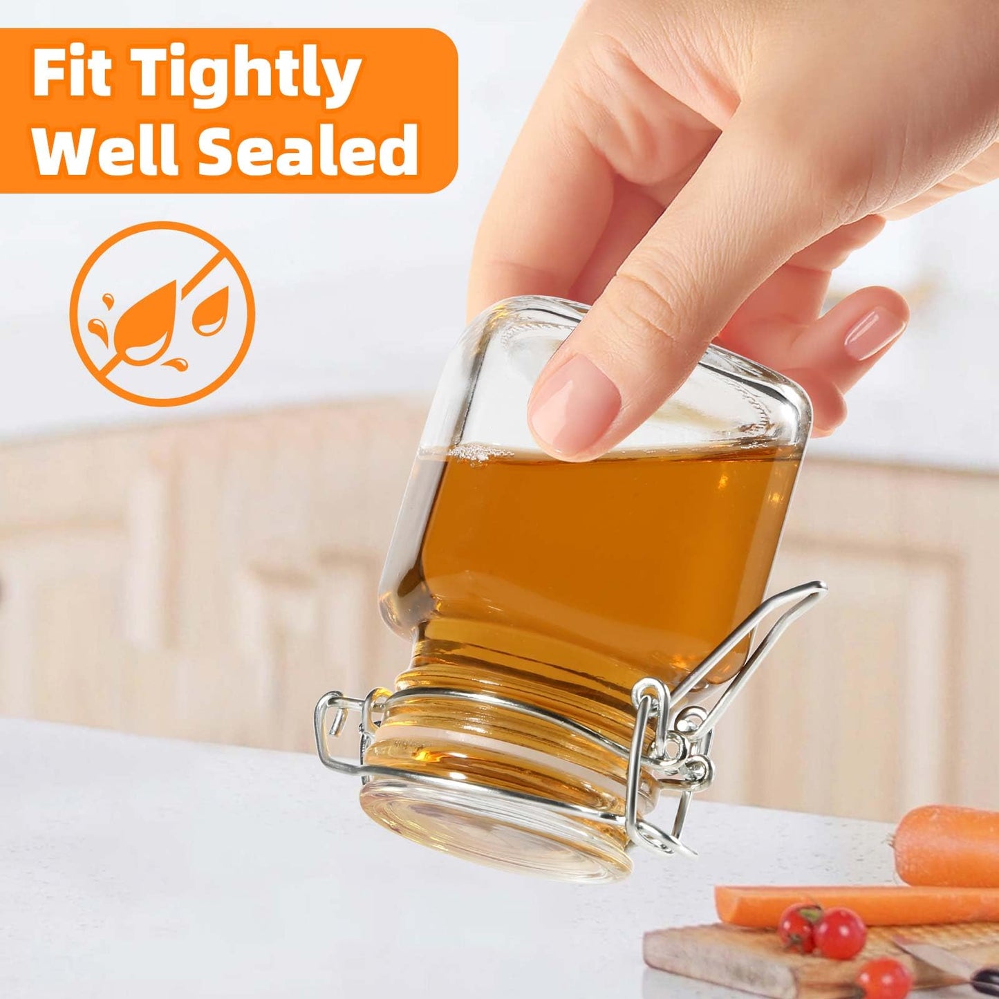 SKOCHE Spice Jars 20 Pack Small 4 oz Glass Jars with Airtight Hinged Lids, Spice Herb Jars with Labels and Silicone Funnels, 4oz Glass Jars with Lids Ideal for Spice Herbs