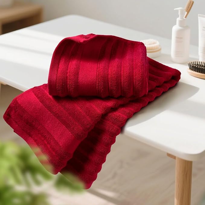 Jacquotha Red Hand Towels for Bathroom Ribbed