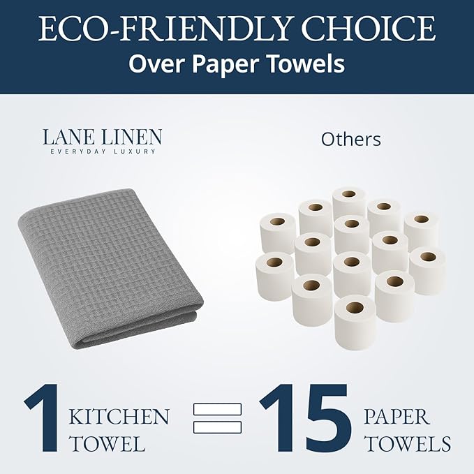 LANE LINEN Cotton Kitchen Towels and Dish Cloths Set, Quick-Drying Dish Towel