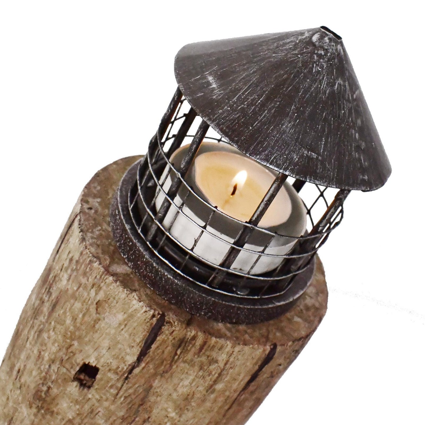Linfevisi Wooden Lighthouse Candle Holders Decorative Tea Light Holder Ocean Beach Nautical Coastal Mini Standing Lighthouses Figurines Rustic for Home Decor Bathroom Table Party Wedding 10 Inches