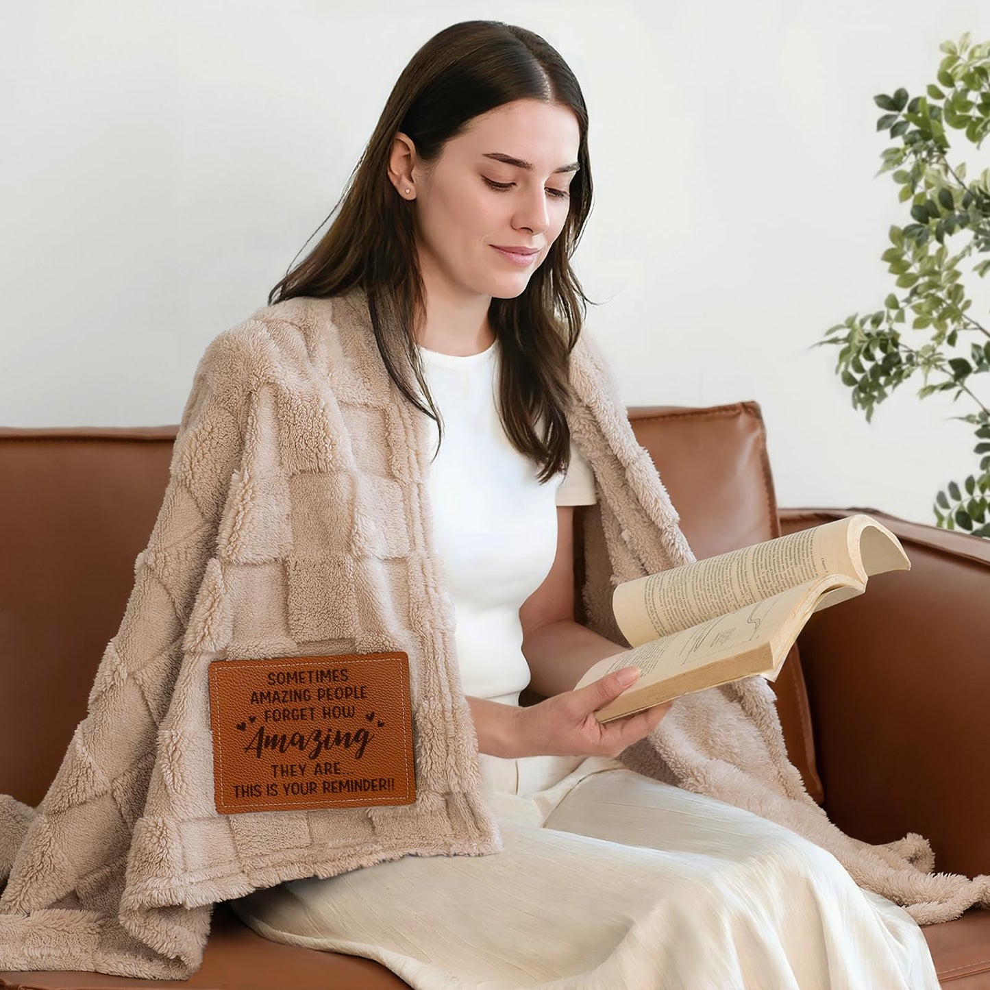 GoMelley Blanket Gifts for Women Men - You are Amazing Blanket - Birthday Gifts for Women Friendship, Thank You/Appreciation Presents, 3D Checkered Throw with Leather Label, 50”×60“
