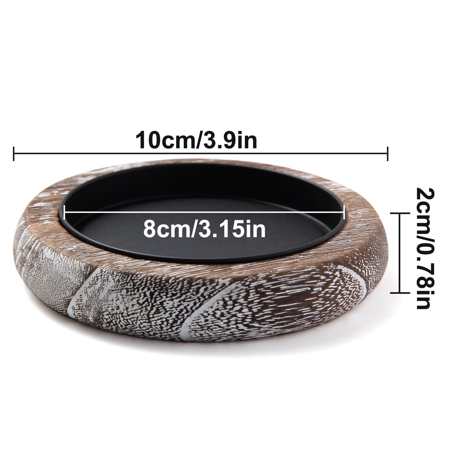 Hatway Wood Candle Holder Farmhouse Decor Wooden Pillar Candles Tray for Table Centerpiece Small Decorative Tray Riser Round Wooden Plate Pedestal Stand for Coffee Table for Christmas Decor-Bai-4