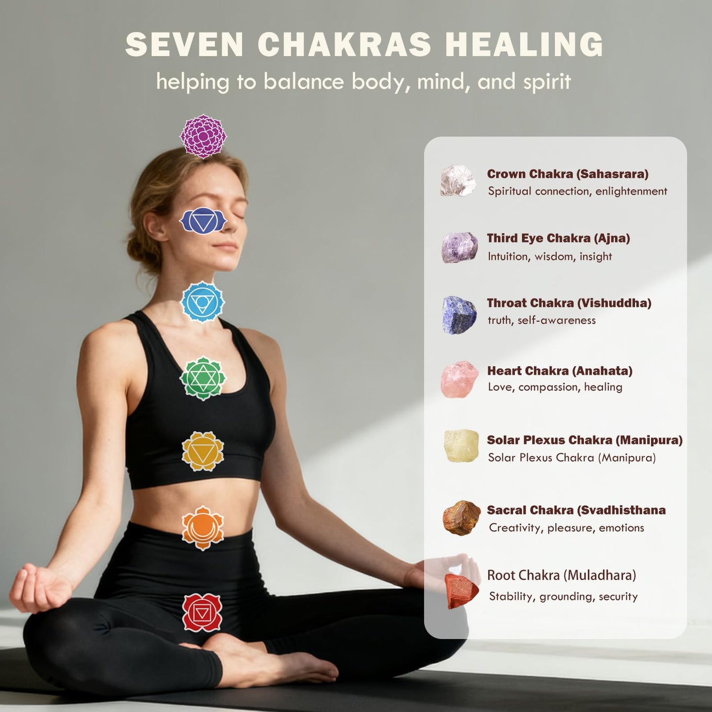 14Pcs Crystals and Healing Stones, Real Healing Crystals, Raw Crystals, Selenite Charging Plate, Amethyst Necklace, Rose Quartz
