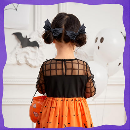 ONENINEDREAM Black Bat Hair Bow Clips, 2 Pcs PU Leather & Glitter Halloween Hair Clips with Alligator Clips, Baby Girl Toddler Halloween Bat Hair Clip, Infant Cosplay Costume Hair Accessories