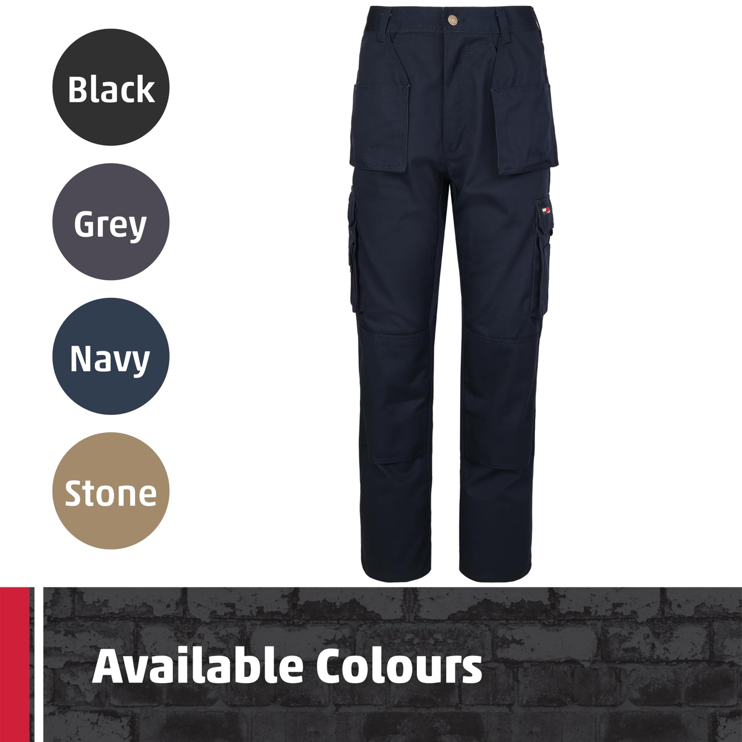 TuffStuff - Pro Work Trousers, 36" Waist, Regular 30" Length - Heavy-Duty Tradesman Trousers with Knee Pad Pockets - Tuck-Away Holster Pockets with YKK Zip & Triple-Stitched Seams - Functional Design