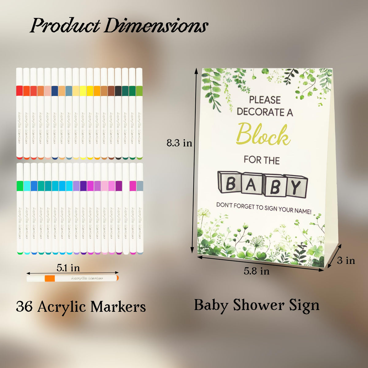 98 Pcs Baby Shower Games Sign Kit, Wooden Blocks to Decorate