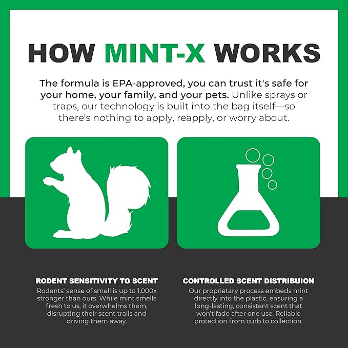 Mint-X MintFlex Rodent Repellent Trash Bags, Tall Kitchen Drawstring Bags