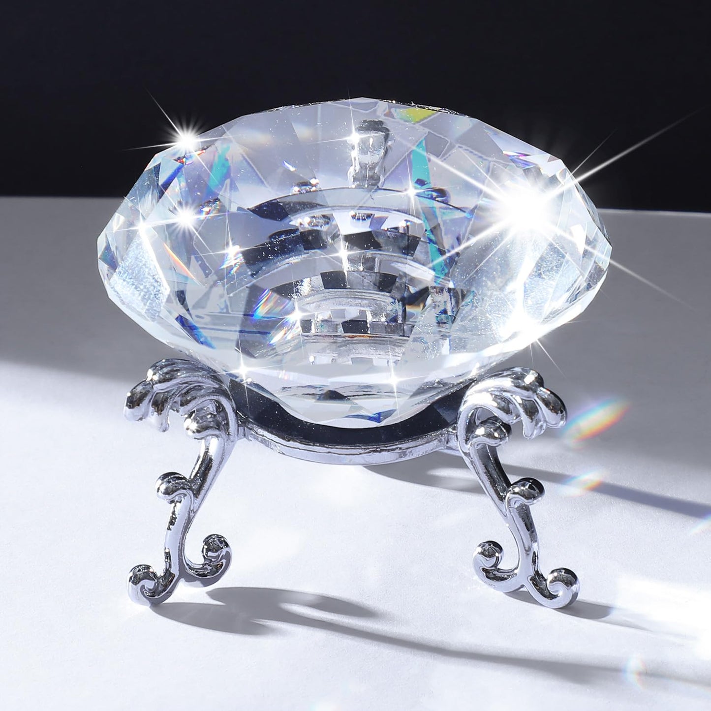 4 Pcs 60mm(2.36 in) Large Crystal Diamond Paperweight with Stand Jewels Wedding Decorations Centerpieces Home Decor, 60mm, Clear