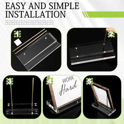 CroBlissful Tabletop Acrylic Display Stand Clear Easel Acrylic Book Display Holder Artwork Storage Rack for Picture Plate Frame Albums Record Magazine Tablet Canvas Board(Gold,7.8 x 3.5 x 7.8 Inch)