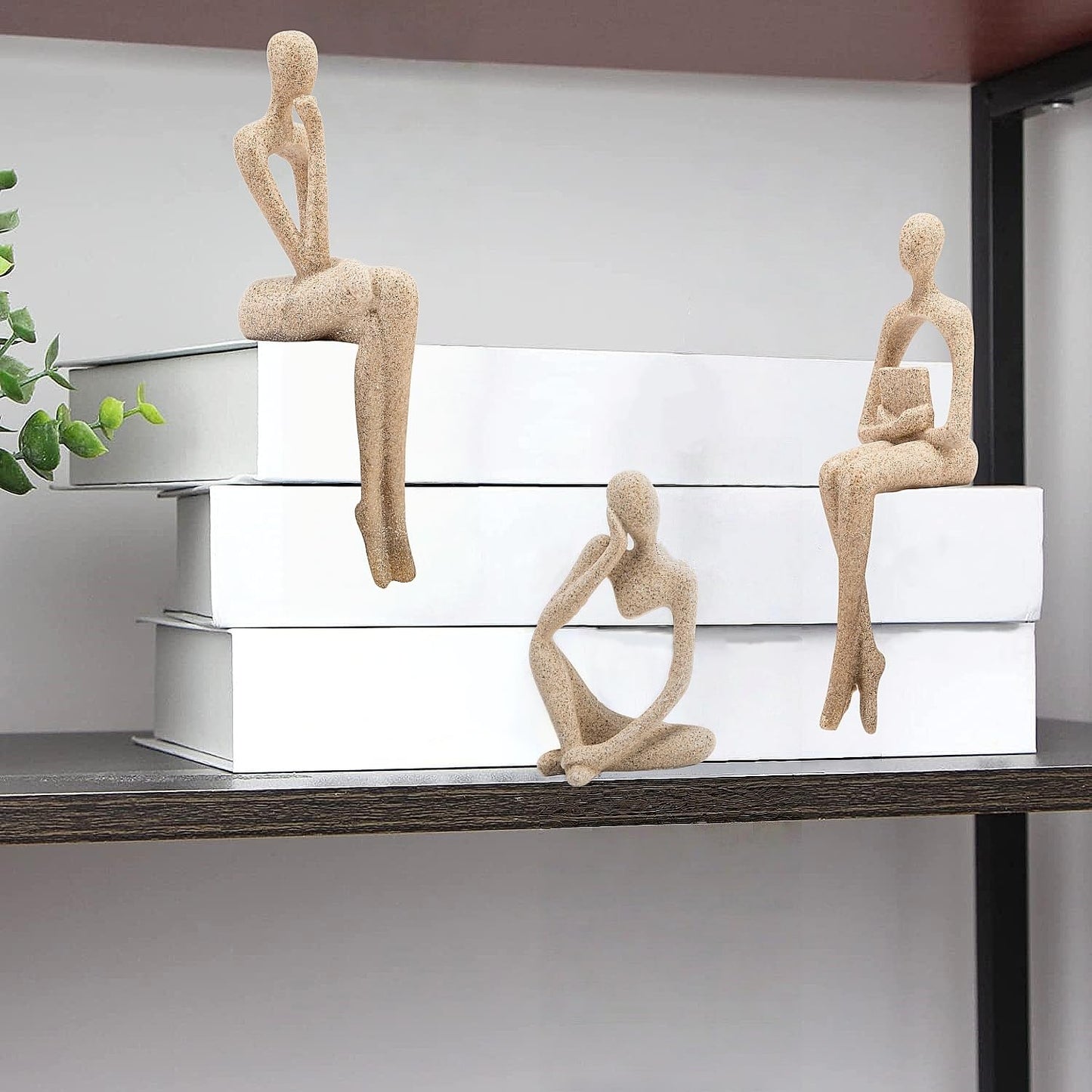 Gold Home Decor Thinker Statue Accents, Set of 3 Thinker Sculptures Office Decor Modern Abstract Resin Decoration on Shelf Table Desk for Living Room Office Bedroom Bookshelf Decor (Small)