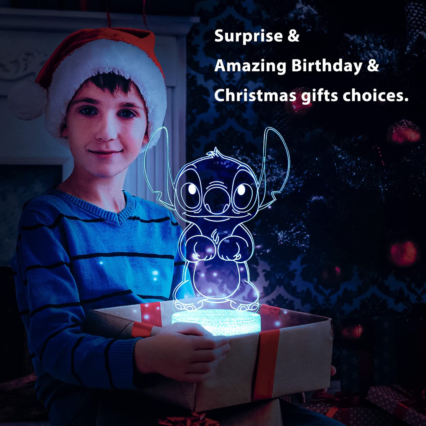 Hoofun Stitch Lamp: 3D Illusion Night Light with Touch & Remote Control, 16 Colours Anime Desk Lamp, Gifts for Girls, Kids Room Decor, Stitch Merch Stuff for Birthday Christmas Holidays