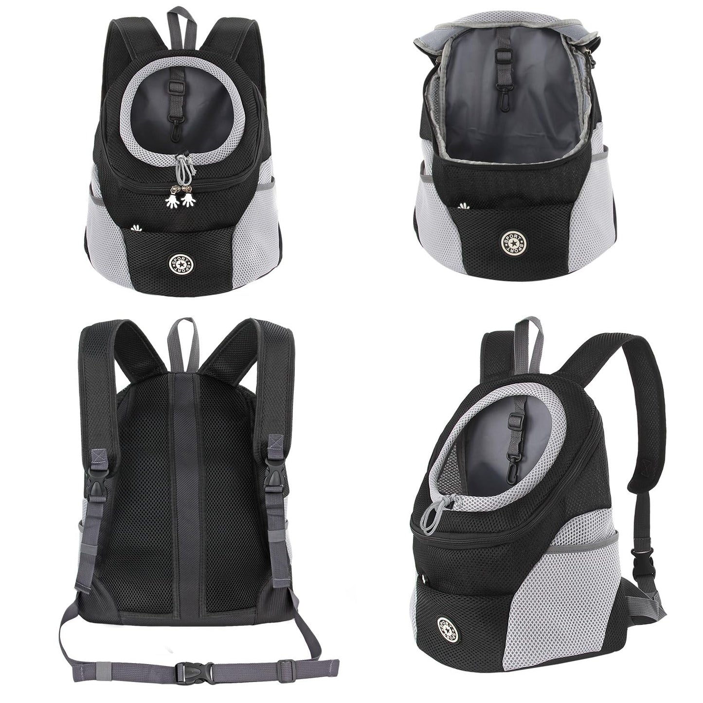 M MUNCASO Dog Carrier Backpack Small Pet Travel Bag Puppy Pet Front Pack with Breathable Head-Out Design and Waterproof Bottom Airline Approved for Outdoor Hiking Travel (M,Black)