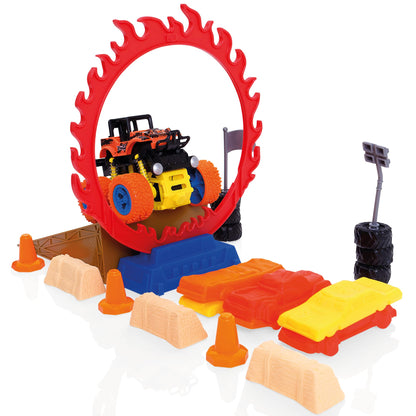 Wheelz Monster Truck Stadium Set - Monster Truck Toys For 3-6 Year Old Boys - Includes 4 Monster Trucks, Storage Tub & Accessories - Boys Car Toys Age 3 Plus