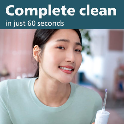 Philips Sonicare Cordless Power Flosser 3000, Water Flosser with Innovative Quad Stream Technology, Oral Irrigator with 2 Flossing Modes and 3 Intensity Levels, Ergonomic Design, White, HX3806/21
