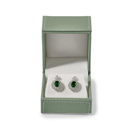 Woodten Green Small Earrings Gift Box PU Leather Jewelry Gift Box for Earrings