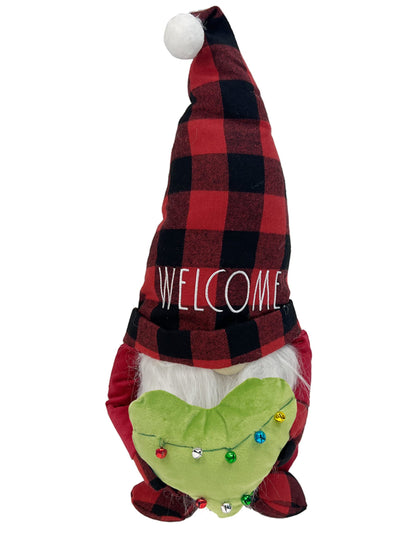 Rae Dunn Christmas Gnome Welcome - 19 Inch Stuffed Plush Ski Figurine Doll with Felt Hat - Cute Ornaments and Holiday Decorations for Home Decor and Office