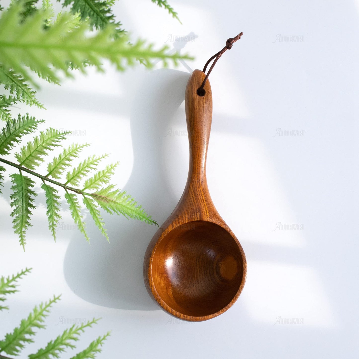 AUEAR, Wooden Ladle Spoon Porridge Large Bamboo Soup Kitchen Scoop for Tool (Natural)